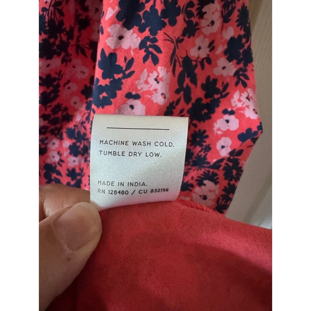 Pact Skirt Women Size Medium Pink Floral Organic Cotton Stretch Midi A-Line - Picture 6 of 6
